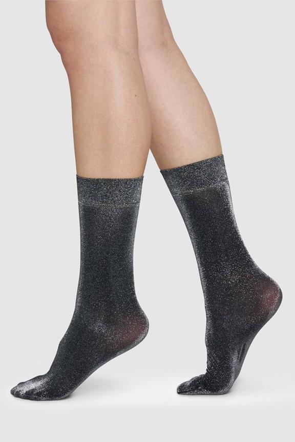 Ines Shimmery Socks Black 1