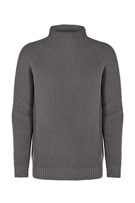 High Neck Sweater Slouch Knit Dark Grey 1