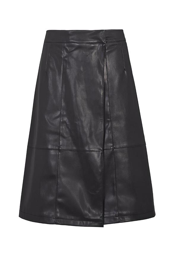 Midi Skirt Vegan Leather Black 1