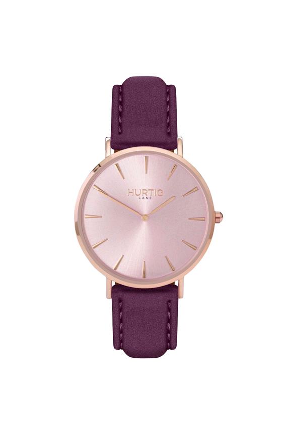 Hymnal Watch Vegan Suede Rose Gold & Berry 1