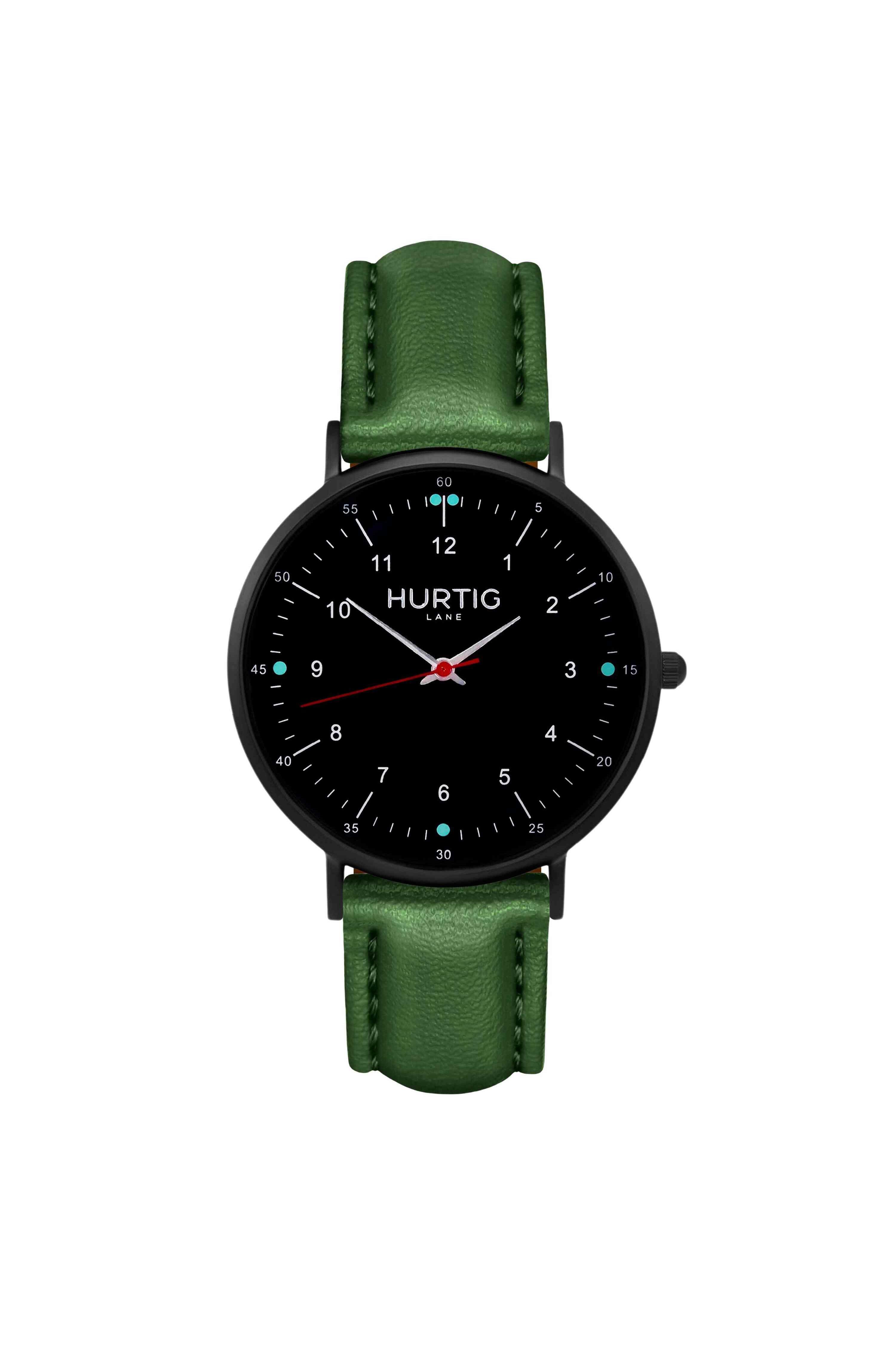 Moderna Horloge All Black & Groen 1