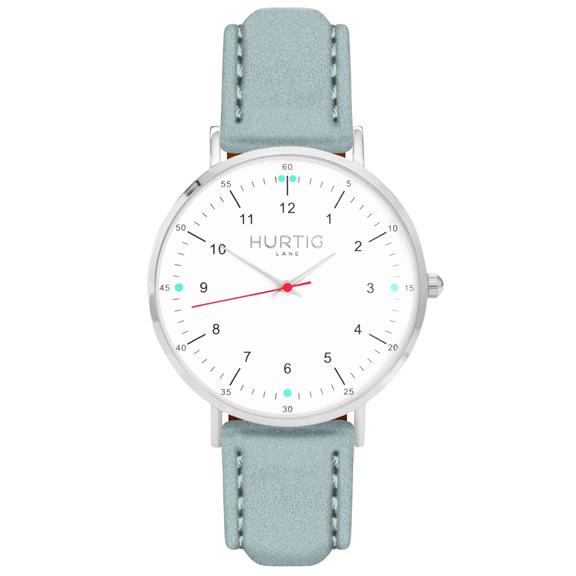 Horloge Moderna Suède Zilver Wit & Hemelsblauw 1