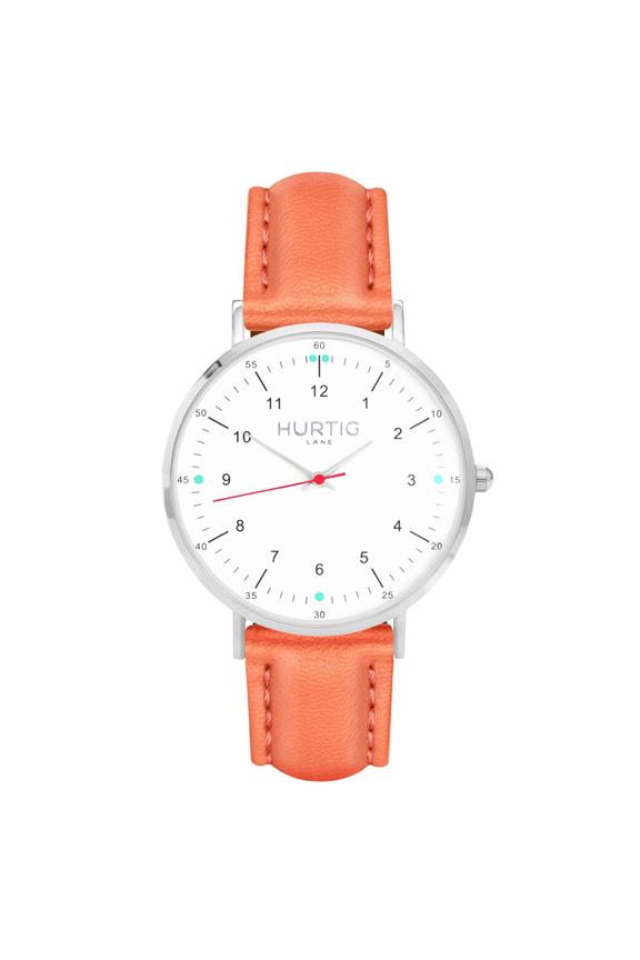 Moderna Watch Silver, White & Coral 1