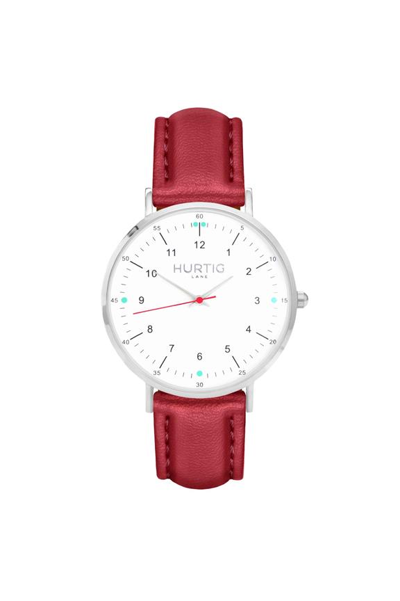 Moderna Watch Silver, White & Cherry Red 1