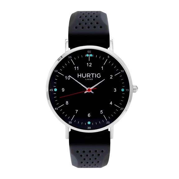 Horloge Moderna Rubber Zilver Zwart & Donkergrijs 1