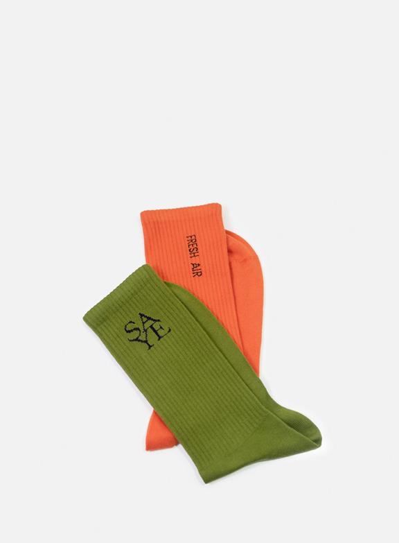 Socken Grün & Orange 1