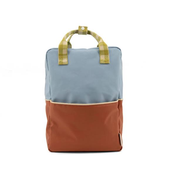 Large Backpack Colourblock Blue Brown 6