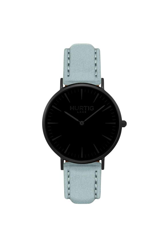 Hymnal Watch Vegan Suede All Black & Duck Egg from Shop Like You Give a Damn