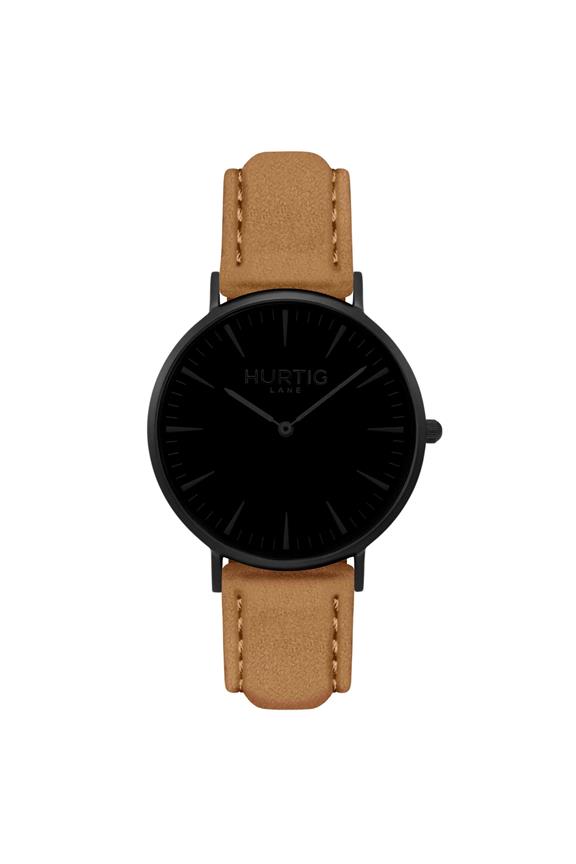 Hymnal Watch Vegan Suede All Black & Camel from Shop Like You Give a Damn