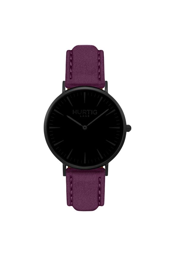 Hymnal Watch Vegan Suede All Black & Berry from Shop Like You Give a Damn