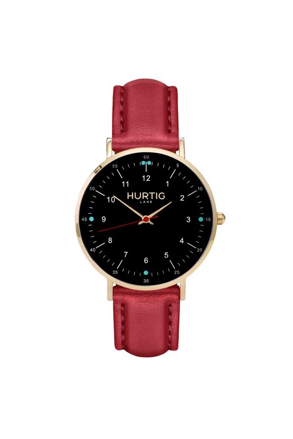 Moderno Horloge Goud, Zwart & Rood 1