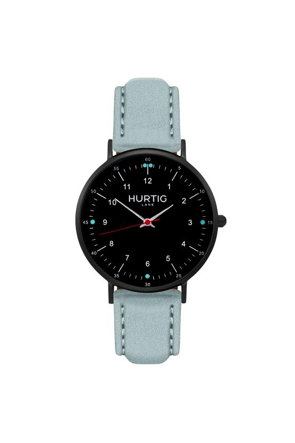Horloge Moderno Zwart & Lichtblauw 2