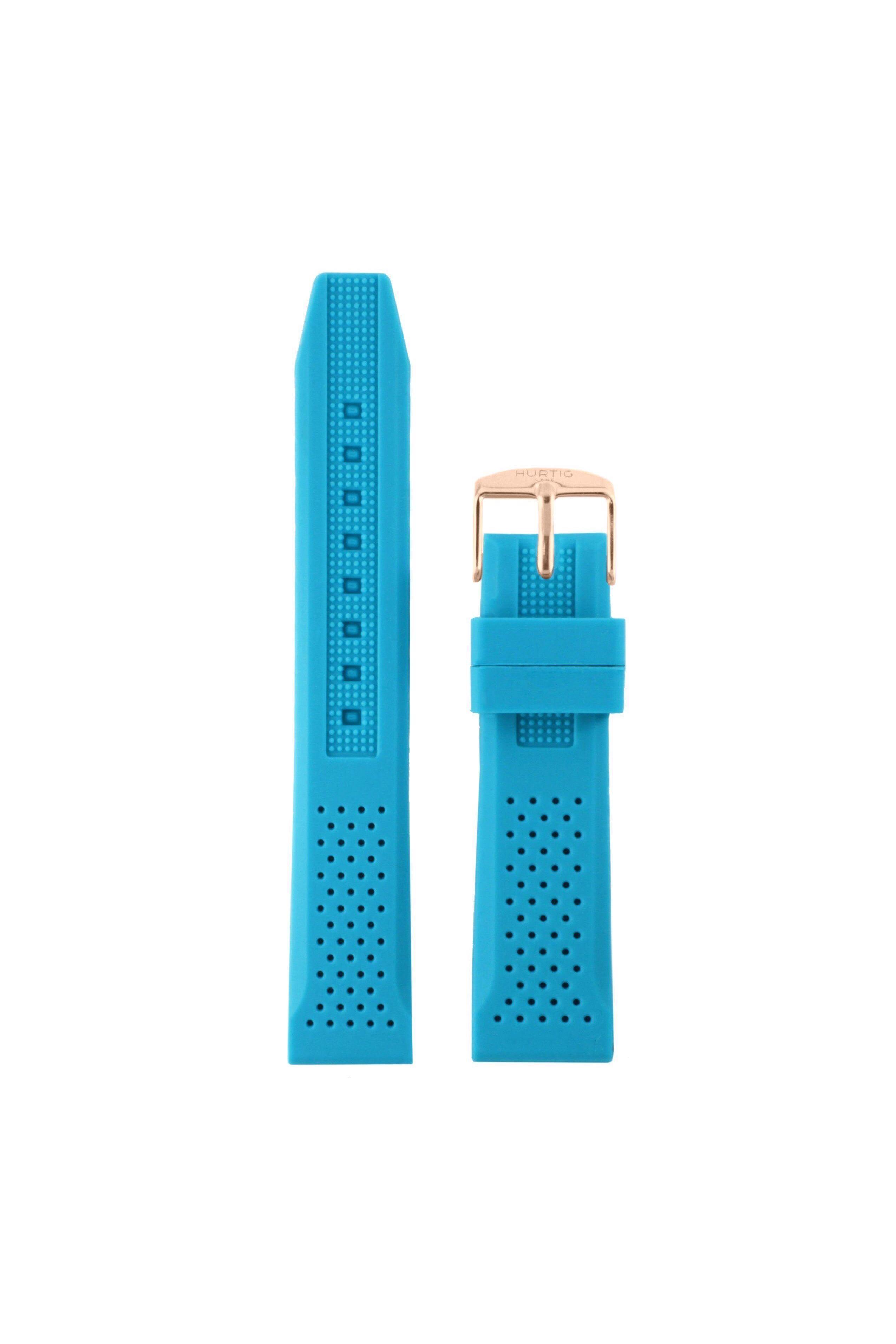 Watch Strap Rubber Blue & Rose Gold 2