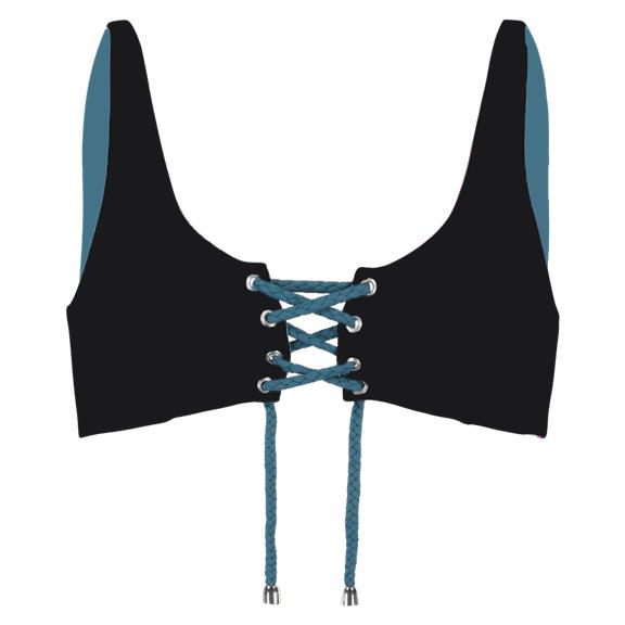 Bikinitop Lace Up Reversible - Black / Blue Coral 3