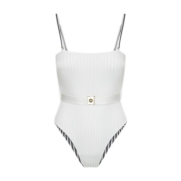 Swimsuit Delmare Reversible - Black White Stripes / White 6
