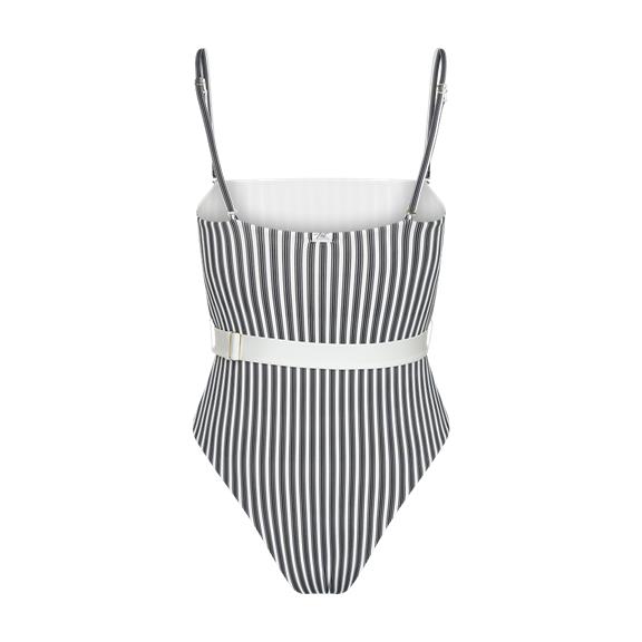 Swimsuit Delmare Reversible - Black White Stripes / White 7