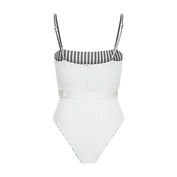 Swimsuit Delmare Reversible - Black White Stripes / White 8