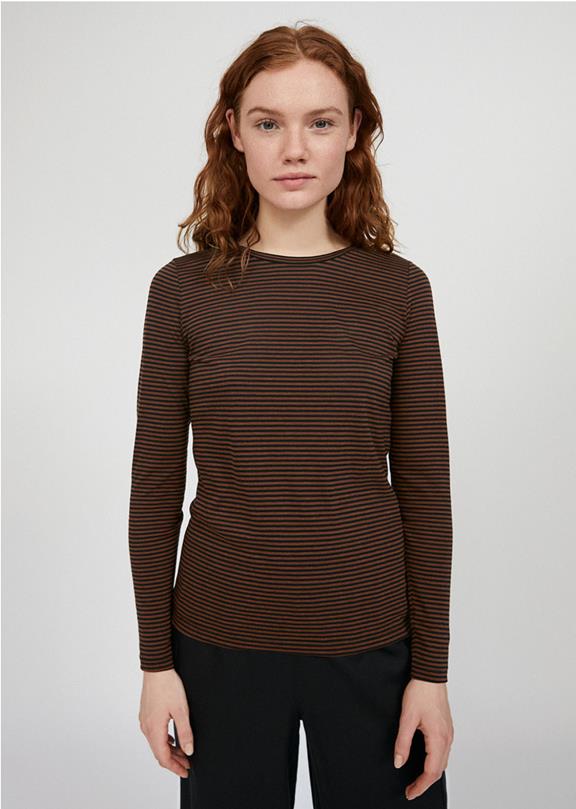T-Shirt Longsleeves Larenaa - Brown Stripes 7