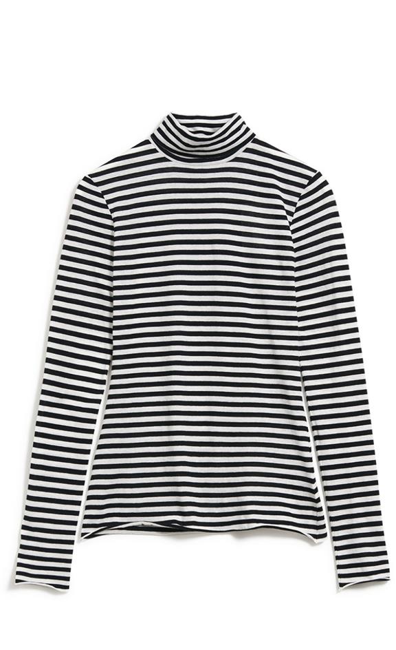 T-Shirt Longsleeve Malenaa Stripes - Black-White 1