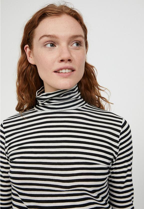T-Shirt Longsleeve Malenaa Stripes - Black-White 5
