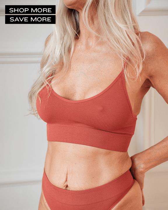 Bralette Seamless Ribbed Ruby Rebel Faded Red 1