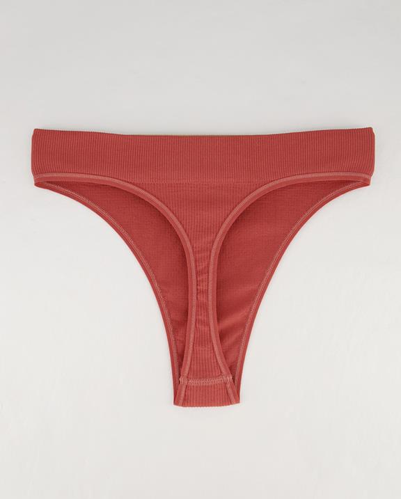 Hoch Geschnittener String Seamless Ribbed Ruby Rebel Faded Red 7