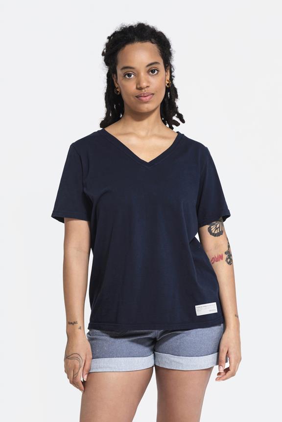 T-Shirt V-Hals Donkerblauw 3