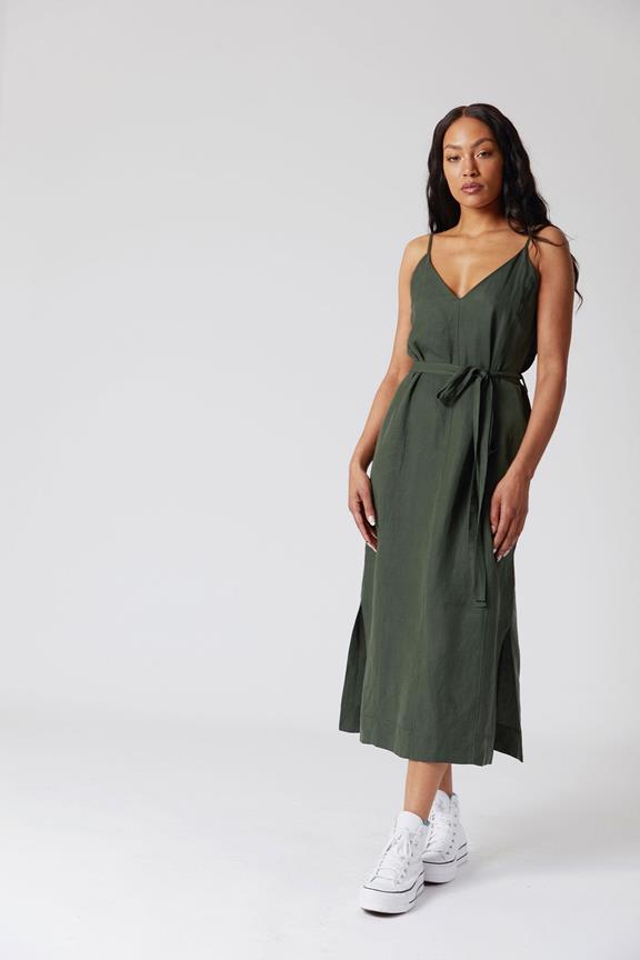 Dress Iman Tencel Linen Green 1