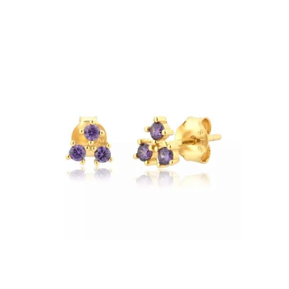 Vistosa Trio Gold Earrings Lavender Purple 1