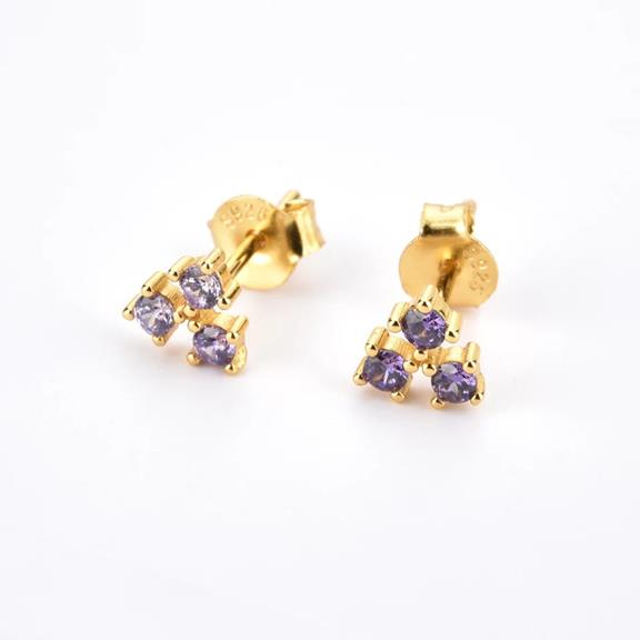 Vistosa Trio Gold Earrings Lavender Purple 2