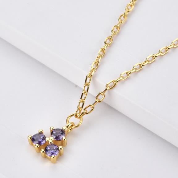 Vistosa Trio Gold Necklace Lavender Purple 2