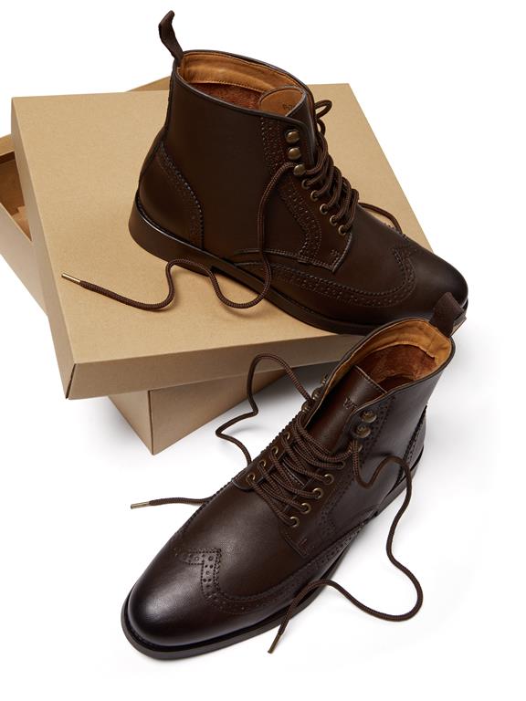 Men's Brogue Boots Dark Brown 7