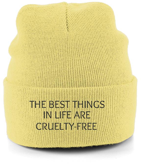 Beanie Unisex The Best Things In Life Are Cruelty-Free - Yellow 1