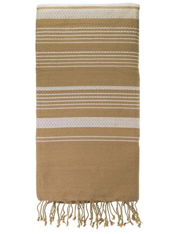 Hammam Towel Sand & White 1