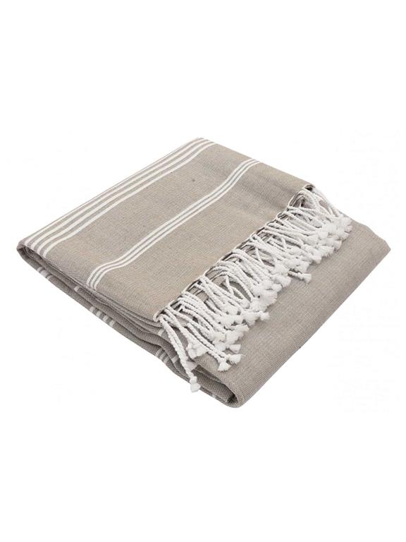 Fouta Hammam White And Taupe 2