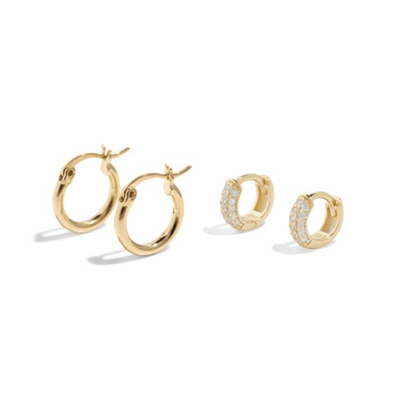 Treasure Hoop Earrings Set 18k Gold Plated 1
