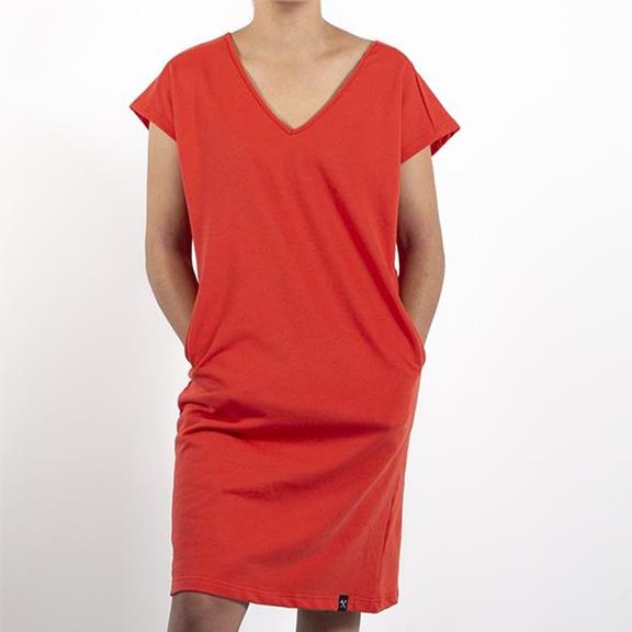 Jurk Recycled Cotton Coral Red 2