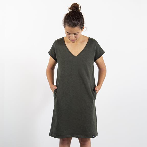 Kleid Aus Recycelter Baumwolle Armeegrün 2