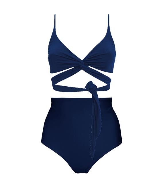Ensemble Bikini Haut Lin + Core Bleu Marine 2