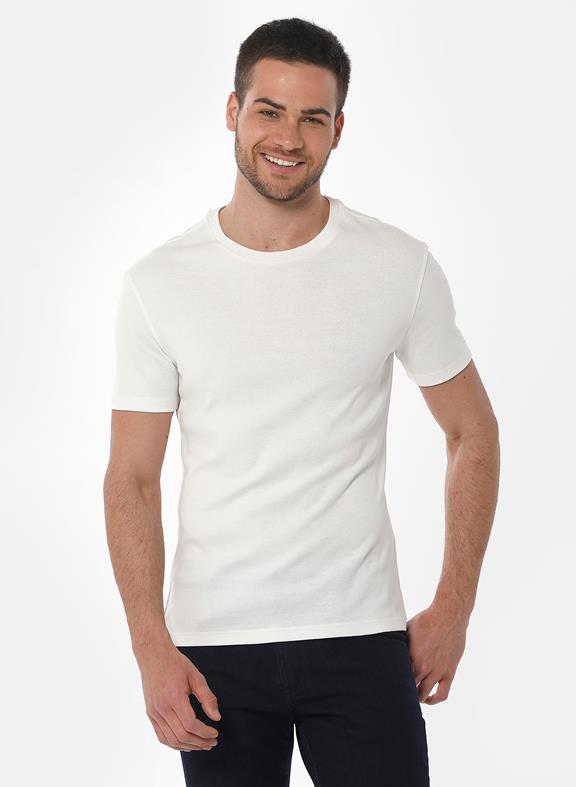 Geripptes T-Shirt Weiß 1