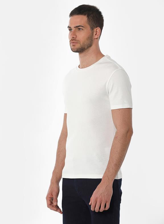 Geripptes T-Shirt Weiß 3