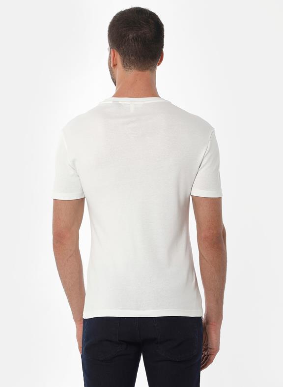 Geripptes T-Shirt Weiß 4