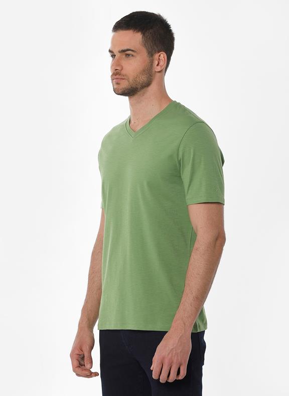 Basic T-Shirt V-Hals Grasgroen 3