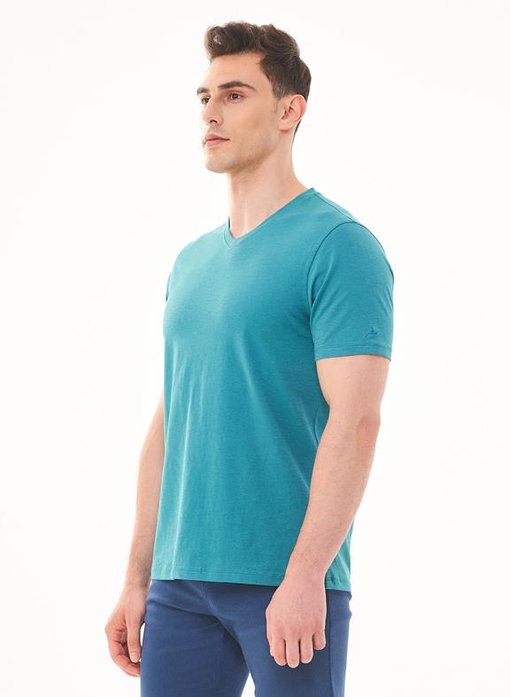 Basic T-Shirt V-neck Petrol Green 3