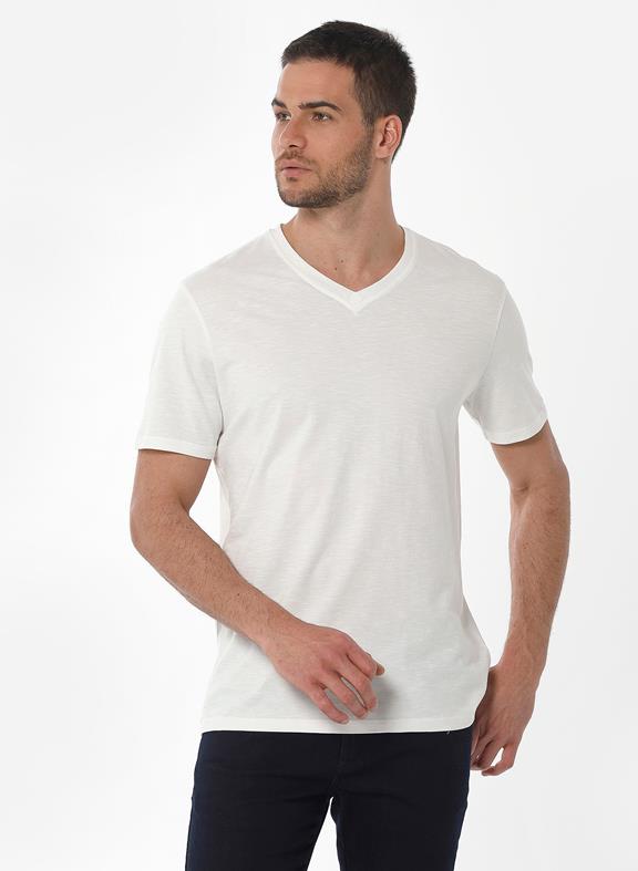 Basic T-Shirt V-Hals Off White van Shop Like You Give a Damn