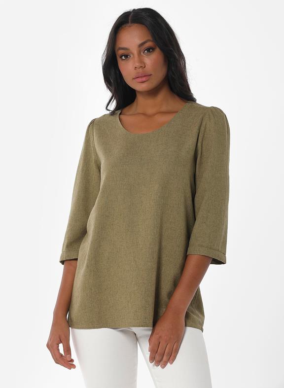 Blouse 3/4 Sleeve Olive Green from Shop Like You Give a Damn
