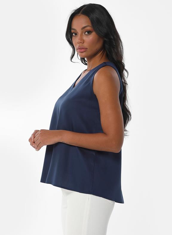 Project Cece  Strappy Top with Built-In Bra Shelf in Navy