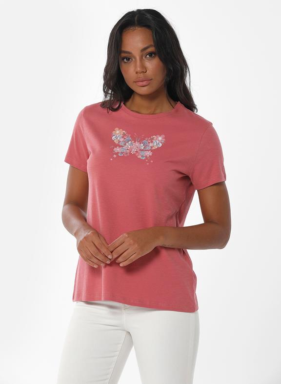 T-Shirt Butterfly Print Pink 1