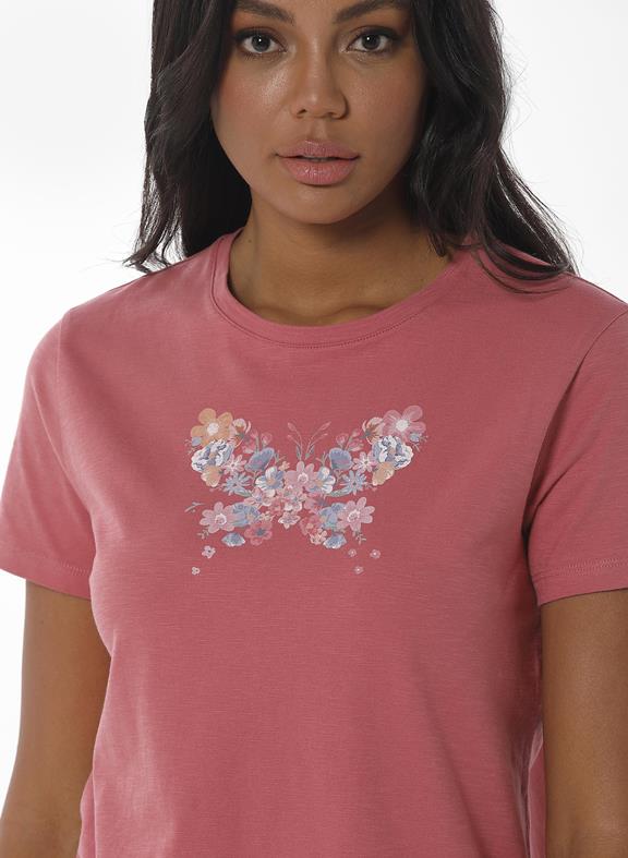 T-Shirt Butterfly Print Pink 5