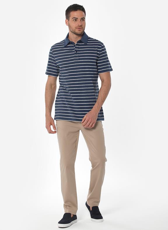 Striped Polo Shirt Navy Off White 2